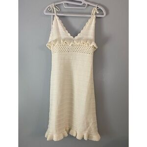 Lilyful Crochet Ivory Cotton Beach Mini Dress Size Small